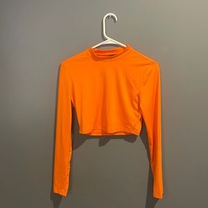 SHEIN long sleeve crop top, orange, size M